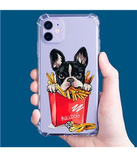 Funda Antigolpe [ Samsung Galaxy A04 ] Dibujo Mascotas [ Perrito Bulldog con Patatas ] Esquina Reforzada 1.5mm Transparente