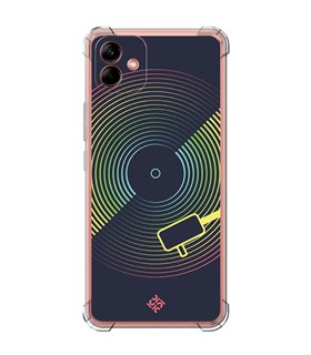 Funda Antigolpe [ Samsung Galaxy A04 ] Diseño Música [ Dibujo Disco de Vinilo ] Esquina Reforzada Silicona 1.5mm Transparente