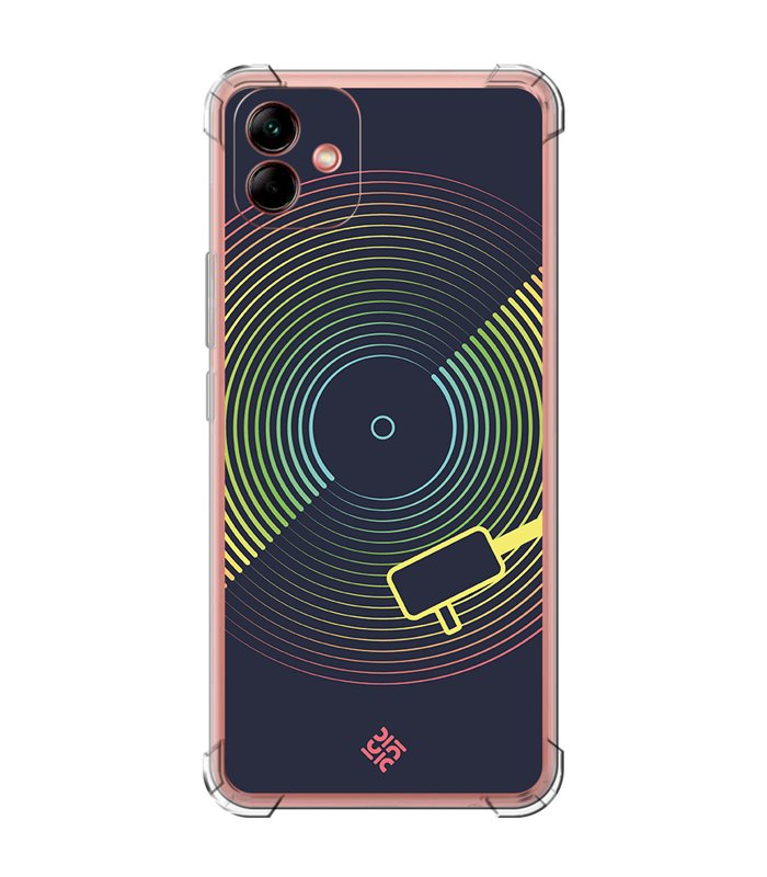 Funda Antigolpe [ Samsung Galaxy A04 ] Diseño Música [ Dibujo Disco de Vinilo ] Esquina Reforzada Silicona 1.5mm Transparente