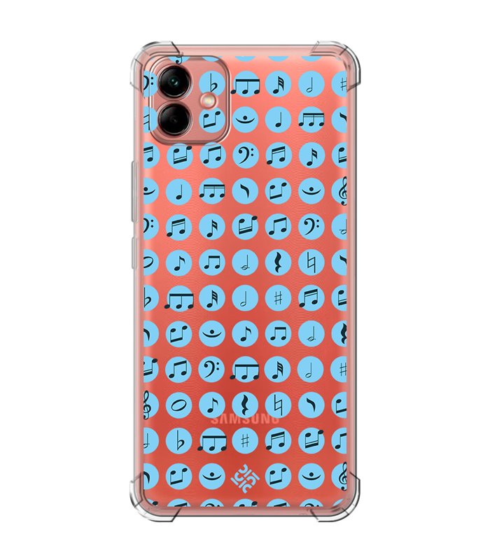 Funda Antigolpe [ Samsung Galaxy A04 ] Diseño Música [ Notas Musicales ] Esquina Reforzada Silicona 1.5mm Transparente