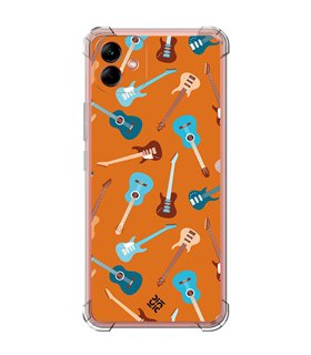 Funda Antigolpe [ Samsung Galaxy A04 ] Diseño Música [ Tipos de Guitarra ] Esquina Reforzada Silicona 1.5mm Transparente