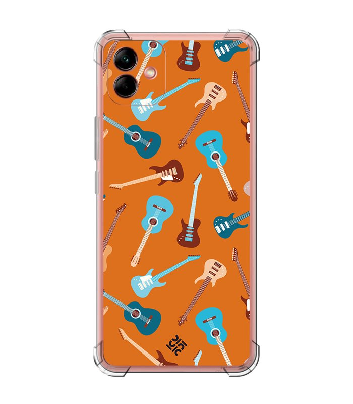 Funda Antigolpe [ Samsung Galaxy A04 ] Diseño Música [ Tipos de Guitarra ] Esquina Reforzada Silicona 1.5mm Transparente