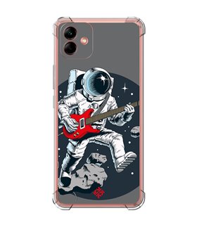 Funda Antigolpe [ Samsung Galaxy A04 ] Diseño Música [ Guitarrista Espacial ] Esquina Reforzada Silicona 1.5mm Transparente