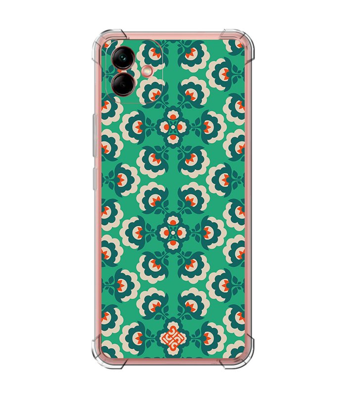 Funda Antigolpe [ Samsung Galaxy A04 ] Dibujos Retro [ Algodones Verdes - Caleidoscopio ] Esquina Reforzada Silicona