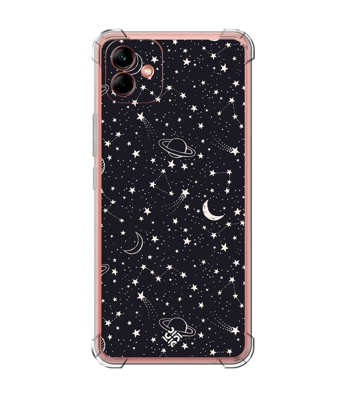 Funda Antigolpe [ Samsung Galaxy A04 ] Dibujo Tendencias [ Fondo Estrellado con Planetas ] Esquina Reforzada Silicona 1.5mm