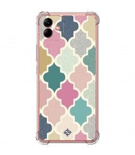 Funda Antigolpe [ Samsung Galaxy A04 ] Dibujo Tendencias [ Diseño Azulejos de Colores ] Esquina Reforzada Silicona 1.5mm