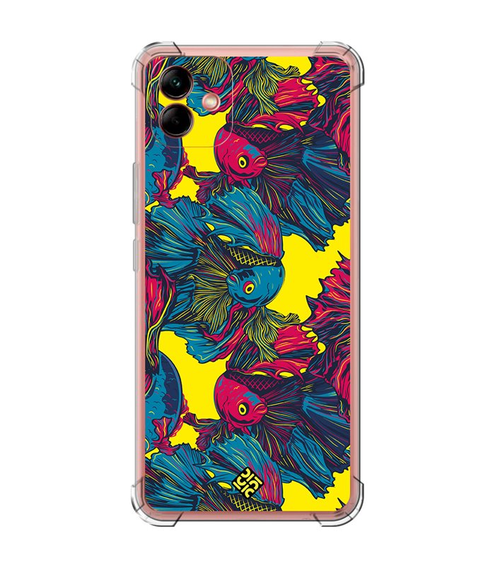 Funda Antigolpe [ Samsung Galaxy A04 ] Dibujo Auténtico [ Patrón de Pescado Betta ] Esquina Reforzada Silicona 1.5mm