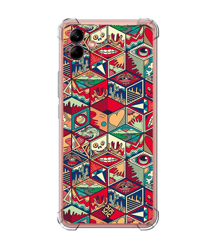 Funda Antigolpe [ Samsung Galaxy A04 ] Dibujo Auténtico [ Diseño Doodle Arte con Elementos Ornamentales ] Esquina Reforzada