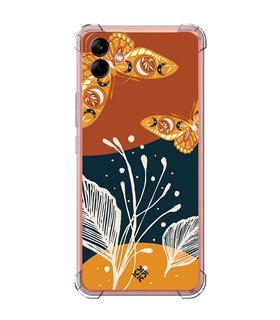 Funda Antigolpe [ Samsung Galaxy A04 ] Dibujo Auténtico [ Arte Contemporáneo - Hojas y Mariposas ] Esquina Reforzada 1.5