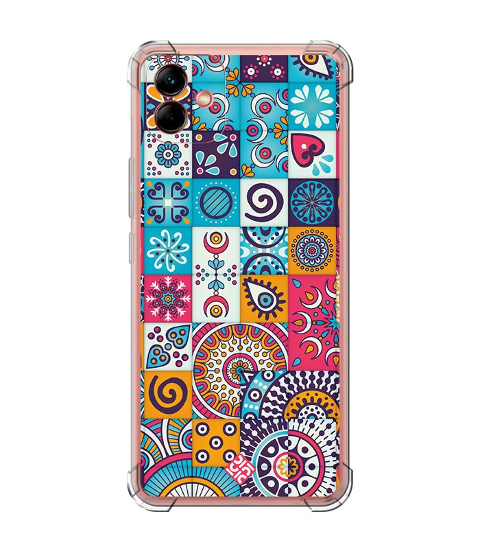 Funda Antigolpe [ Samsung Galaxy A04 ] Dibujo Auténtico [ Collage Mosaico Mandala ] Esquina Reforzada Silicona 1.5mm