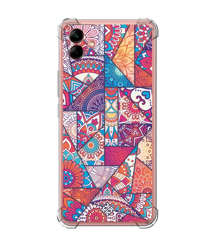 Funda Antigolpe [ Samsung Galaxy A04 ] Dibujo Auténtico [ Mosaico Vidriera Mandala ] Esquina Reforzada Silicona 1.5mm