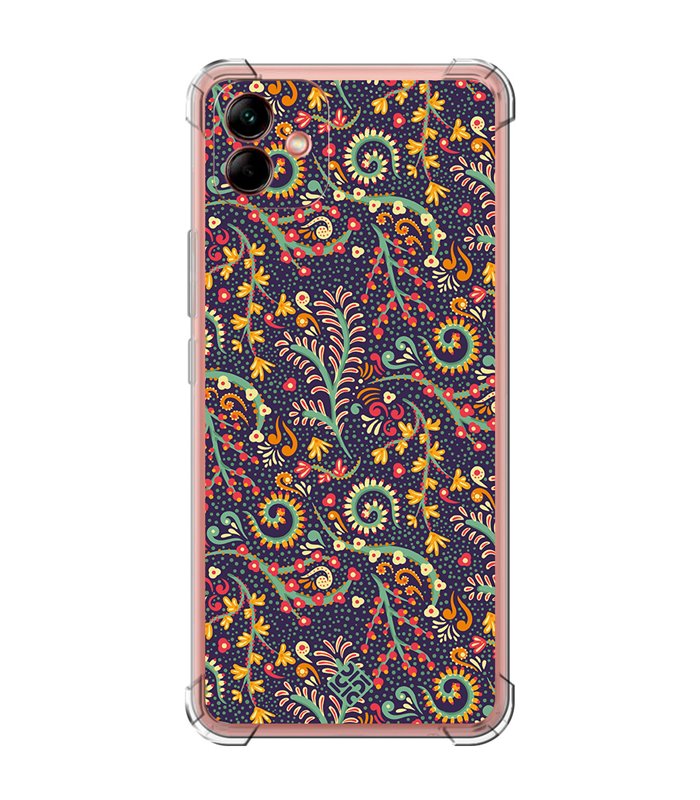 Funda Antigolpe [ Samsung Galaxy A04 ] Dibujo Auténtico [ Patrón de Platas Abstractas ] Esquina Reforzada Silicona 1.5mm