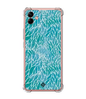 Funda Antigolpe [ Samsung Galaxy A04 ] Dibujo Auténtico [ Patron Abstracto Azul ] Esquina Reforzada Silicona 1.5mm