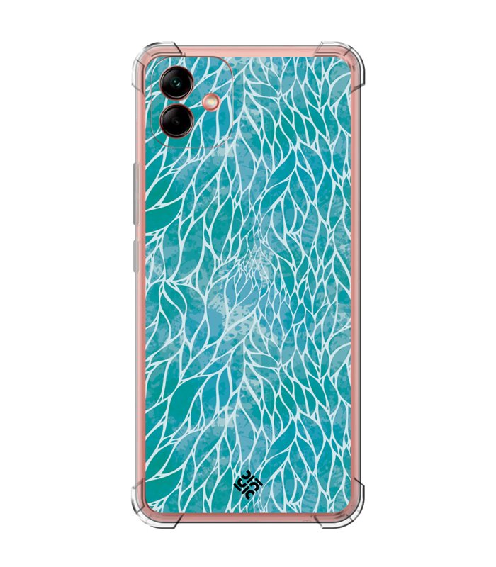 Funda Antigolpe [ Samsung Galaxy A04 ] Dibujo Auténtico [ Patron Abstracto Azul ] Esquina Reforzada Silicona 1.5mm