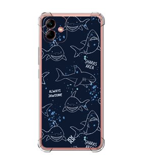 Funda Antigolpe [ Samsung Galaxy A04 ] Dibujo Auténtico [ Sharks Area ] Esquina Reforzada Silicona 1.5mm Transparente