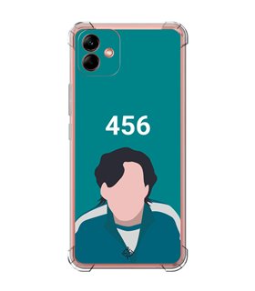 Funda Antigolpe [ Samsung Galaxy A04 ] Squid Game [Jugador Número 456] Esquina Reforzada Silicona 1.5mm Transparente
