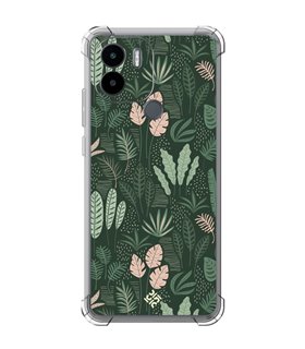 Funda Antigolpe [ Xiaomi Redmi A1 Plus ] Dibujo Botánico [ Patron Flora Vegetal Verde y Rosa ] Esquina Reforzada 1.5mm