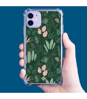 Funda Antigolpe [ Xiaomi Redmi A1 Plus ] Dibujo Botánico [ Patron Flora Vegetal Verde y Rosa ] Esquina Reforzada 1.5mm