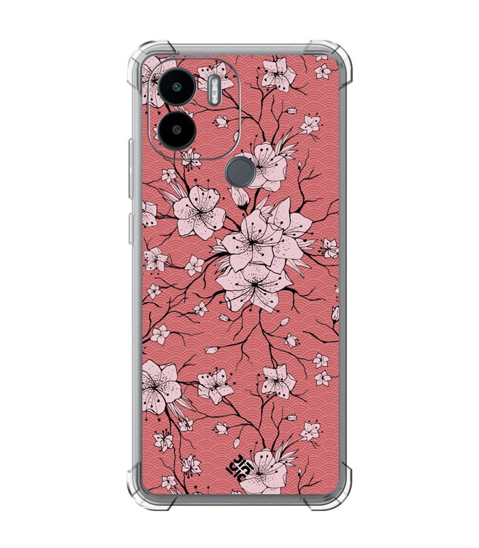 Funda Antigolpe [ Xiaomi Redmi A1 Plus ] Dibujo Botánico [ Flores sakura con patron japones ] Esquina Reforzada 1.5mm