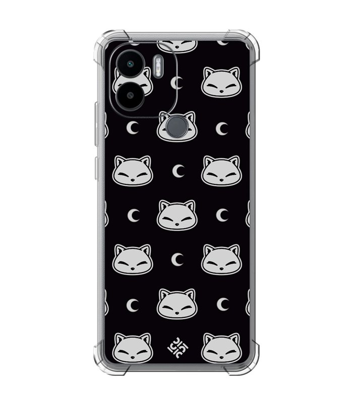 Funda Antigolpe [ Xiaomi Redmi A1 Plus ] Dibujo Cute [ Gato Negro Lunar ] Esquina Reforzada Silicona 1.5mm Transparente