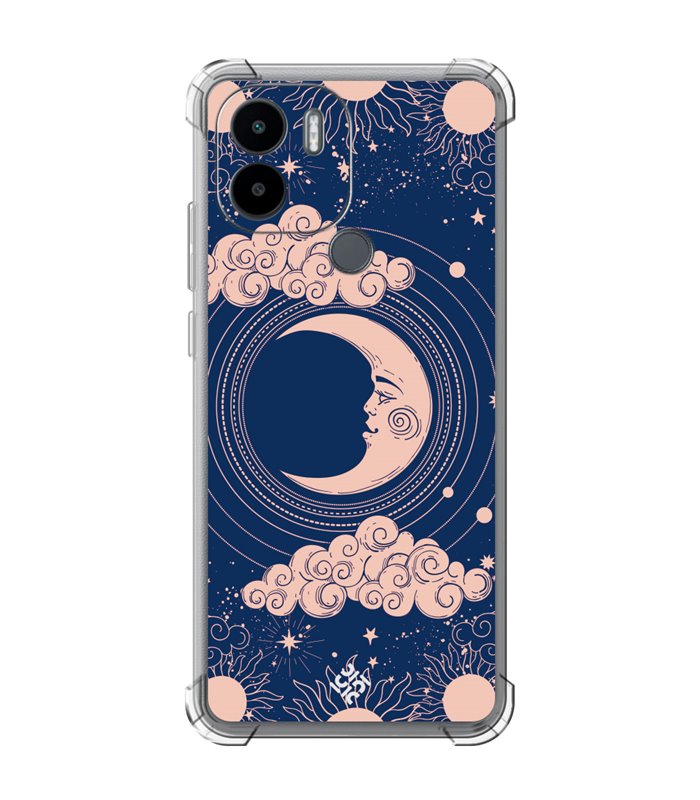 Funda Antigolpe [ Xiaomi Redmi A1 Plus ] Dibujo Esotérico [ Luna Creciente - Dibujo Místico Astrologico ] Esquina Reforzada 1.5