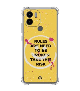 Funda Antigolpe [ Xiaomi Redmi A1 Plus ] Dibujo Frases Guays [ Smile - Rules Are Need  To Be Broken Take This Risk ] Esquina