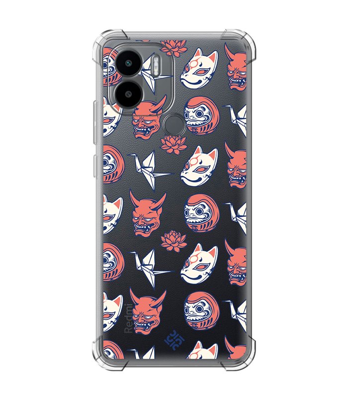 Funda Antigolpe [ Xiaomi Redmi A1 Plus ] Dibujo Japones [ Daruma, Máscara Kitsune y Hannya Japon ] Esquina Reforzada 1.5mm