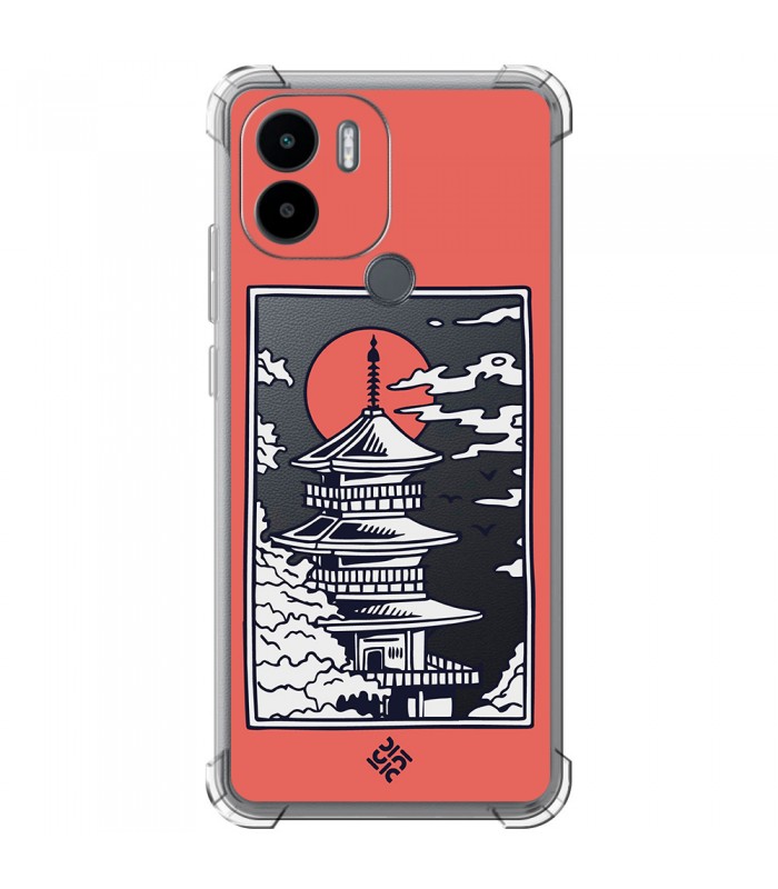 Funda Antigolpe [ Xiaomi Redmi A1 Plus ] Dibujo Japones [ Pagoda con Fondo Transparente Japonesa ] Esquina Reforzada 1.5mm
