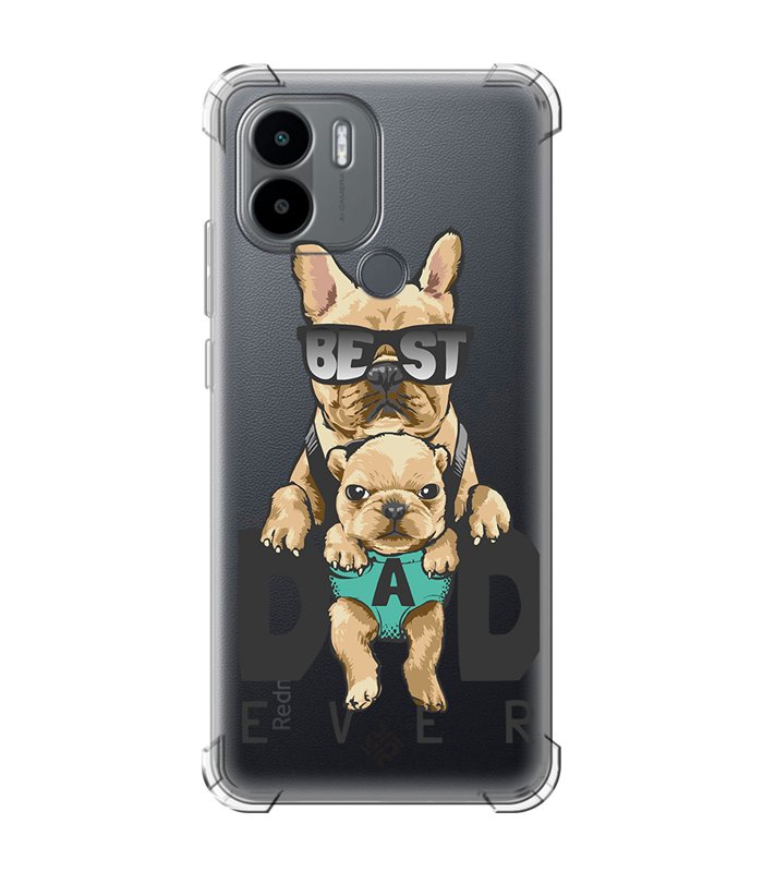 Funda Antigolpe [ Xiaomi Redmi A1 Plus ] Dibujo Mascotas [ Perro Bulldog - Best Dad Ever ] Esquina Reforzada Silicona