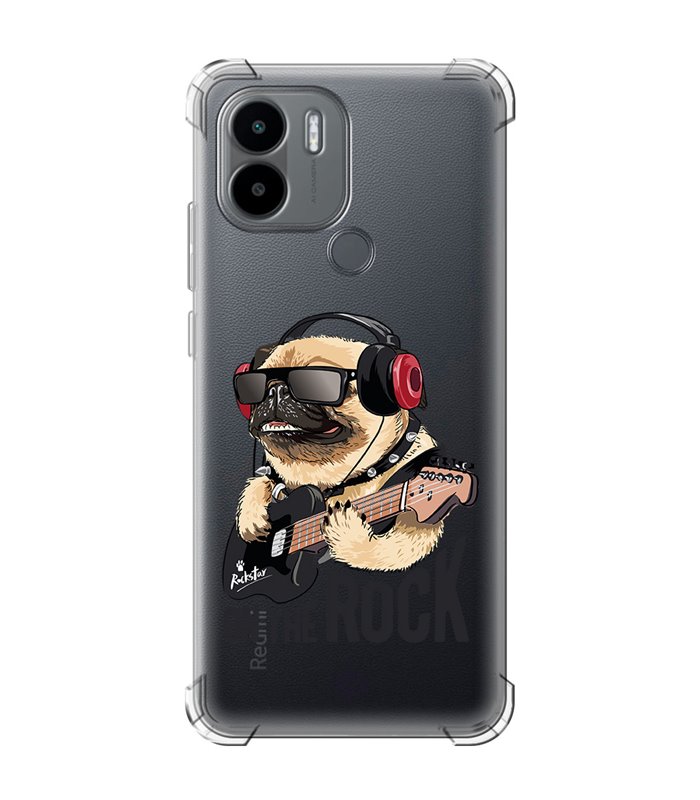 Funda Antigolpe [ Xiaomi Redmi A1 Plus ] Diseño Música [ Pug Perro con Auriculares ] Esquina Reforzada Silicona 1.5mm