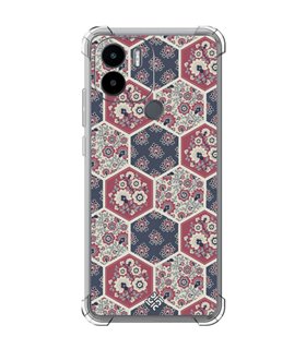 Funda Antigolpe [ Xiaomi Redmi A1 Plus ] Dibujo Tendencias [ Diseño Azulejos Hexágonales con Flores ] Esquina Reforzada