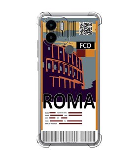 Funda Antigolpe [ Xiaomi Redmi A1 Plus ] Billete de Avión [ Roma ] Esquina Reforzada Silicona 1.5mm Transparente