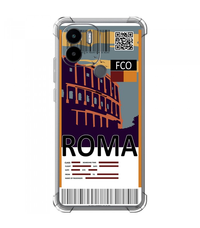 Funda Antigolpe [ Xiaomi Redmi A1 Plus ] Billete de Avión [ Roma ] Esquina Reforzada Silicona 1.5mm Transparente