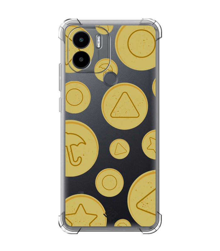 Funda Antigolpe [ Xiaomi Redmi A1 Plus ] Squid Game [Galletas Dalgona Candy] Esquina Reforzada Silicona 1.5mm Transparente