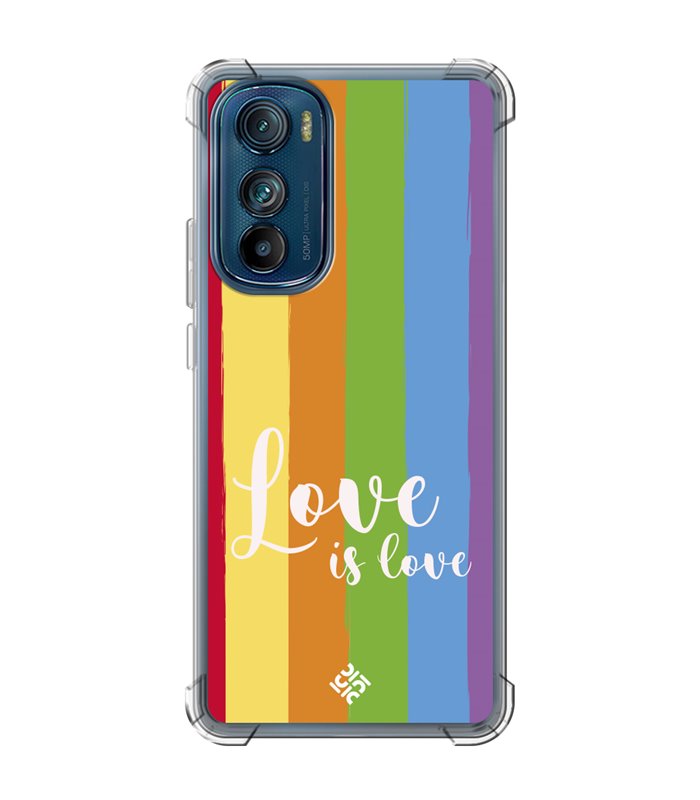 Funda Antigolpe [ Motorola Edge 30 ] Dibujo Auténtico [ Love is Love - Arcoiris ] Esquina Reforzada Silicona 1.5mm