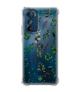 Funda Antigolpe [ Motorola Edge 30 ] Dibujo Botánico [ Hojas Ramas Verdes - Follaje Botánico ] Esquina Reforzada 1.5mm