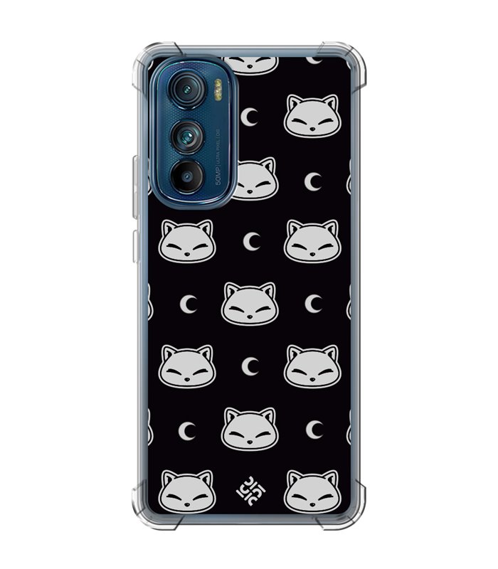 Funda Antigolpe [ Motorola Edge 30 ] Dibujo Cute [ Gato Negro Lunar ] Esquina Reforzada Silicona 1.5mm Transparente