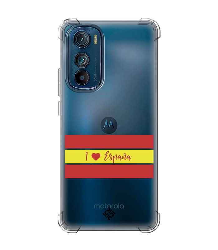 Funda Antigolpe [ Motorola Edge 30 ] Dibujo Auténtico [ I Love España ] Esquina Reforzada Silicona 1.5mm Transparente