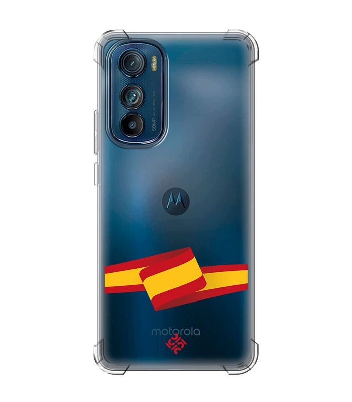 Funda Antigolpe [ Motorola Edge 30 ] Dibujo Auténtico [ Bandera España ] Esquina Reforzada Silicona 1.5mm Transparente