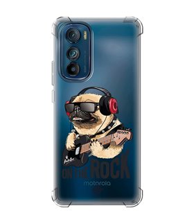 Funda Antigolpe [ Motorola Edge 30 ] Diseño Música [ Pug Perro con Auriculares ] Esquina Reforzada Silicona 1.5mm