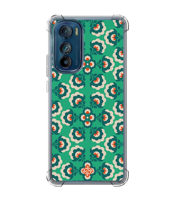 Funda Antigolpe [ Motorola Edge 30 ] Dibujos Retro [ Algodones Verdes - Caleidoscopio ] Esquina Reforzada Silicona