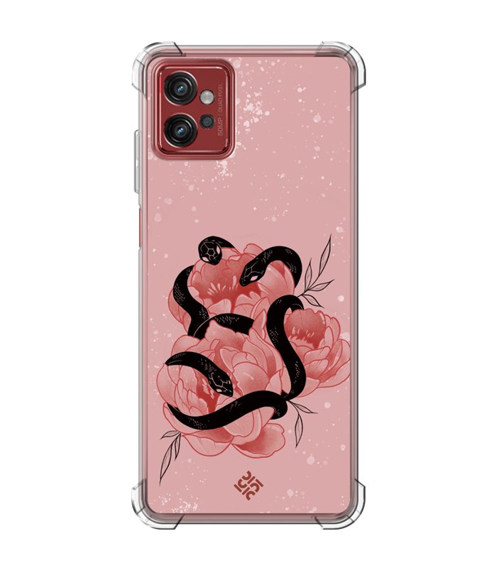 Funda Antigolpe [ Motorola Moto G32 ] Dibujo Esotérico [ Tentación Floral - Rosas con Serpientes ] Esquina Reforzada 1.5mm
