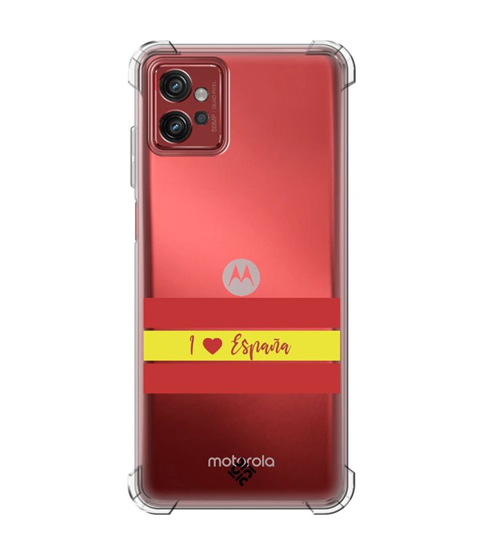 Funda Antigolpe [ Motorola Moto G32 ] Dibujo Auténtico [ I Love España ] Esquina Reforzada Silicona 1.5mm Transparente