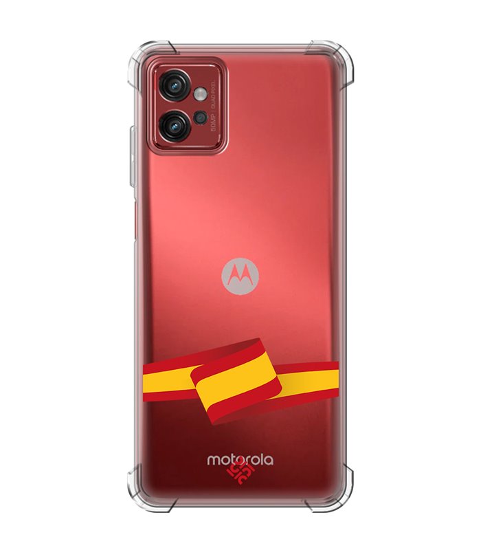 Funda Antigolpe [ Motorola Moto G32 ] Dibujo Auténtico [ Bandera España ] Esquina Reforzada Silicona 1.5mm Transparente