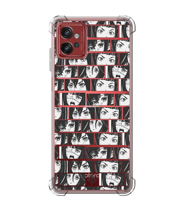 Funda Antigolpe [ Motorola Moto G32 ] Dibujos Frikis [ Ojos Estilo Manga - Concepto de Historieta ] Esquina Reforzada