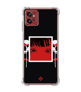 Funda Antigolpe [ Motorola Moto G32 ] Dibujos Frikis [ Mirada Anime, Manga Rojo Intenso ] Esquina Reforzada Silicona 1.5mm