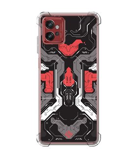 Funda Antigolpe [ Motorola Moto G32 ] Dibujo Gamers [ Cyberpunk Rojo y Grises ] Esquina Reforzada Silicona 1.5mm