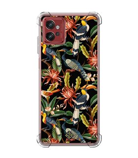 Funda Antigolpe [ Motorola Moto G32 ] Dibujo Mascotas [ Estampado Aves y Hojas y Flores Tropicales ] Esquina Reforzada 1.5