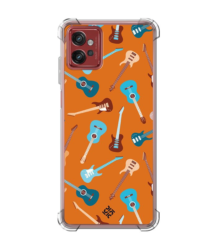 Funda Antigolpe [ Motorola Moto G32 ] Diseño Música [ Tipos de Guitarra ] Esquina Reforzada Silicona 1.5mm Transparente