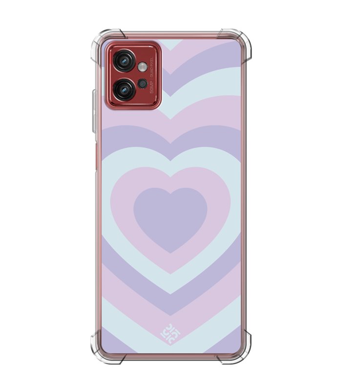 Funda Antigolpe [ Motorola Moto G32 ] Dibujo Tendencias [ Corazones Superpuestos Tonos Pastel ] Esquina Reforzada 1.5mm